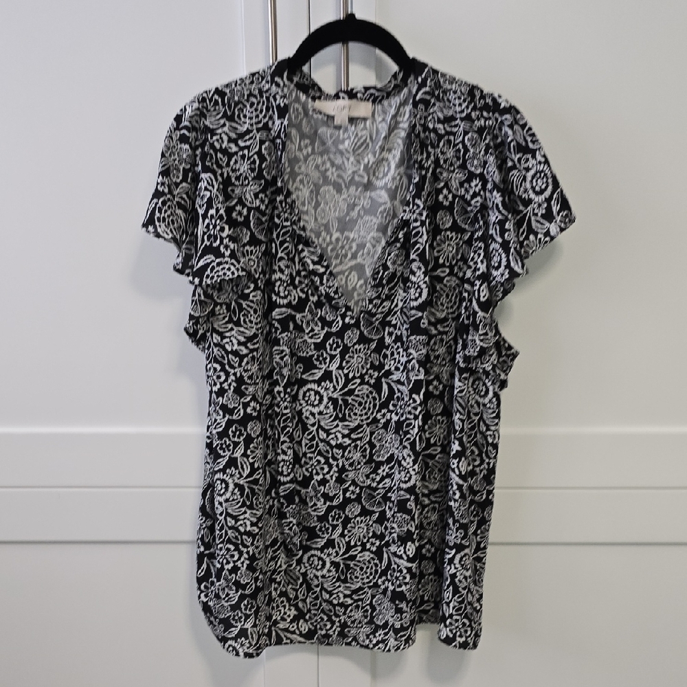 LOFT Black and White Blouses